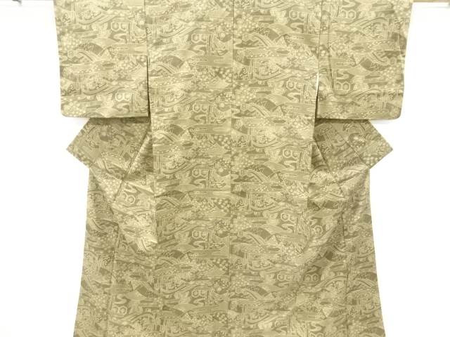 JAPANESE KIMONO / VINTAGE KOMON KIMONO / FLORAL PLANTS & BUTTERFLY